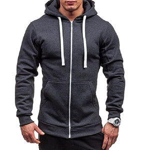 Meihuida Autumn Men Casual  Solid Zip Up Warm Pocket Cotton Breathablity Hoodie Hoodies Sweatshirt Jacket Coat Top Tops