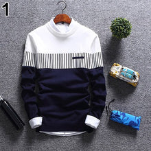 Load image into Gallery viewer, 2019 Men&#39;s Casual Autumn Fashion Casual Strip Color Block Knitwear Jumper Pullover Sweater sale  Material Cotton Free Shipping