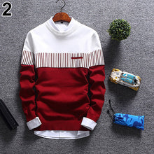 Load image into Gallery viewer, 2019 Men&#39;s Casual Autumn Fashion Casual Strip Color Block Knitwear Jumper Pullover Sweater sale  Material Cotton Free Shipping