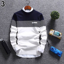 Load image into Gallery viewer, 2019 Men&#39;s Casual Autumn Fashion Casual Strip Color Block Knitwear Jumper Pullover Sweater sale  Material Cotton Free Shipping