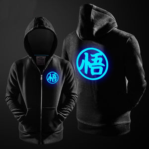 New Hoodies Men Women for Anime Dragon Ball Z GT Design Luminous Hoodie Unisex Zipper Coat Sweatshirt