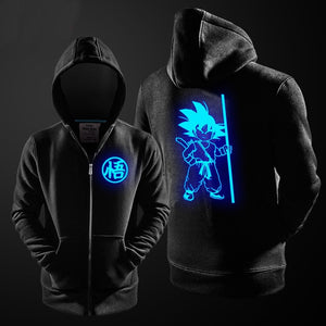 New Hoodies Men Women for Anime Dragon Ball Z GT Design Luminous Hoodie Unisex Zipper Coat Sweatshirt