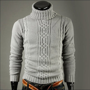 Men'S Sweater Jacquard Hedging Men'S Turtleneck Solid Casual Sweater Pullover Male Brand Men's Slim Sweaters Knitted Pullovers