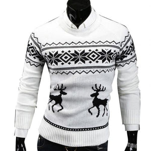 Autumn Winter Men's Sweater Turtleneck Christmas Deer Print Sweaters Casual Slim Fits Brand Knitted Sweater Men свитер мужской