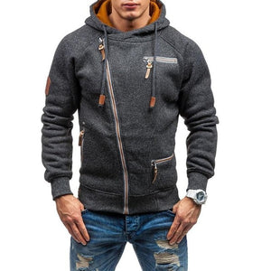 Plus Size Men's Hoodies Tracksuit 2019 New Autumn Winter Drawstring Pocket Hooded Cardigan Side Zipper Slim Fit Coat Outerwear