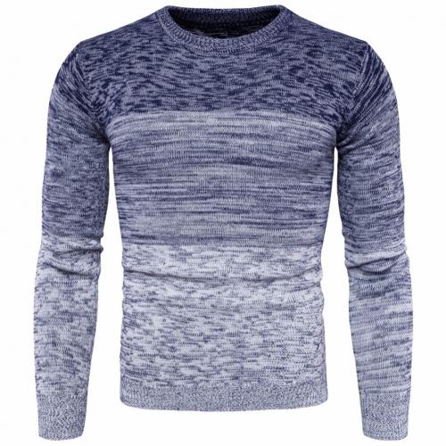 Autumn Winter Men Gradient Long Sleeve Round Neck Sweater Casual Knitted Top Mens Sweaters Pullovers Pullover Men Pull Homme