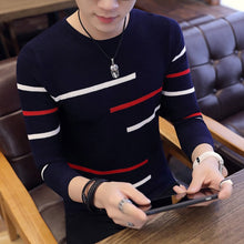 Load image into Gallery viewer, Slim Style Navy Sweaters And Pullovers Men Long Sleeve Knitted Sweater Homme High Quality Winter Pullovers Warm Ployester Coat