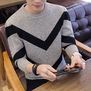 Slim Style Navy Sweaters And Pullovers Men Long Sleeve Knitted Sweater Homme High Quality Winter Pullovers Warm Ployester Coat