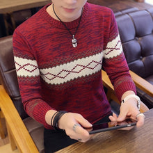 Load image into Gallery viewer, Slim Style Navy Sweaters And Pullovers Men Long Sleeve Knitted Sweater Homme High Quality Winter Pullovers Warm Ployester Coat