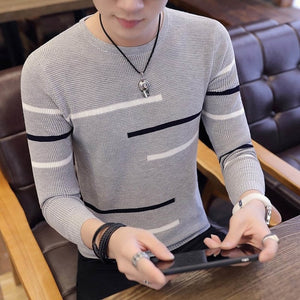 Slim Style Navy Sweaters And Pullovers Men Long Sleeve Knitted Sweater Homme High Quality Winter Pullovers Warm Ployester Coat