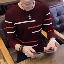 Load image into Gallery viewer, Slim Style Navy Sweaters And Pullovers Men Long Sleeve Knitted Sweater Homme High Quality Winter Pullovers Warm Ployester Coat