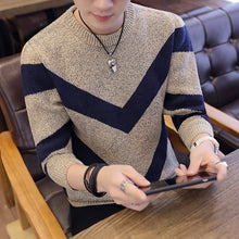 Load image into Gallery viewer, Slim Style Navy Sweaters And Pullovers Men Long Sleeve Knitted Sweater Homme High Quality Winter Pullovers Warm Ployester Coat