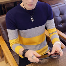 Load image into Gallery viewer, Slim Style Navy Sweaters And Pullovers Men Long Sleeve Knitted Sweater Homme High Quality Winter Pullovers Warm Ployester Coat