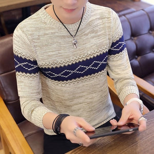 Slim Style Navy Sweaters And Pullovers Men Long Sleeve Knitted Sweater Homme High Quality Winter Pullovers Warm Ployester Coat