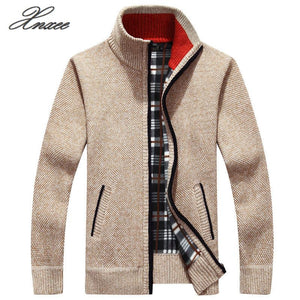 2019 Men's jacket Autumn Winter Warm Cashmere Wool Zipper jackets Pullover Man Casual Knitwear Sweaters coat Plus Size M-4XL