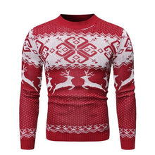 Load image into Gallery viewer, CYSINCOS Mens Causal Sweater Christmas Pullover O Neck Deer Printed Autumn Winter Knitted Jumper Sweaters Slim Fit Male Clothes