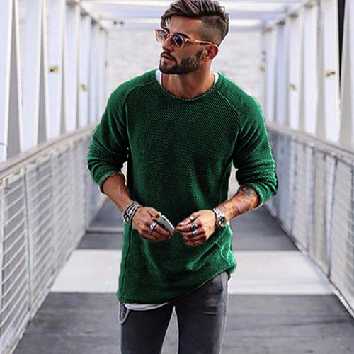 Men Sweater Autumn Winter Knitted Solid Simply Style Pullover Casual Loose O Neck Sweater Jumper Male Black Outerwear Brand 2018