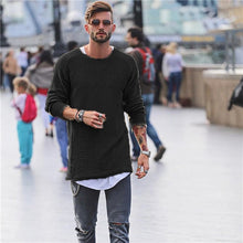 Load image into Gallery viewer, Men Sweater Autumn Winter Knitted Solid Simply Style Pullover Casual Loose O Neck Sweater Jumper Male Black Outerwear Brand 2018